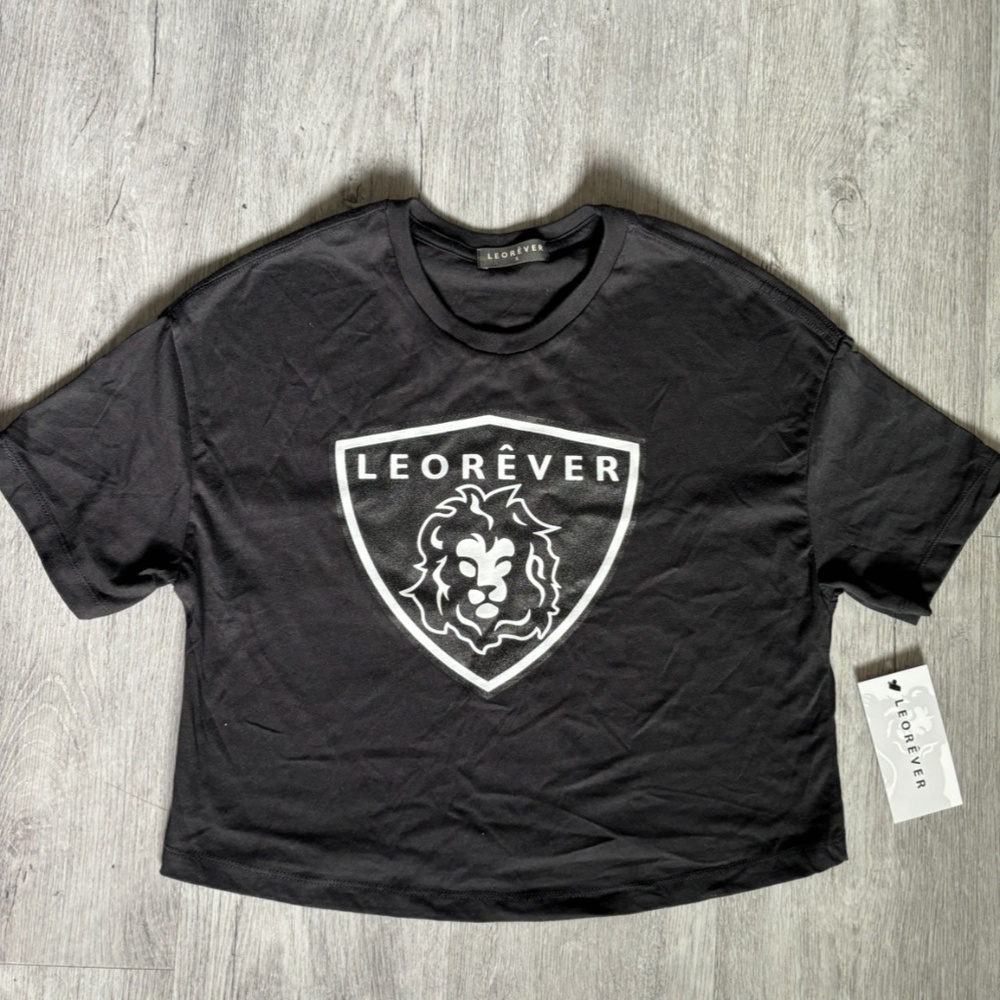 Leoever black cotton crop top
